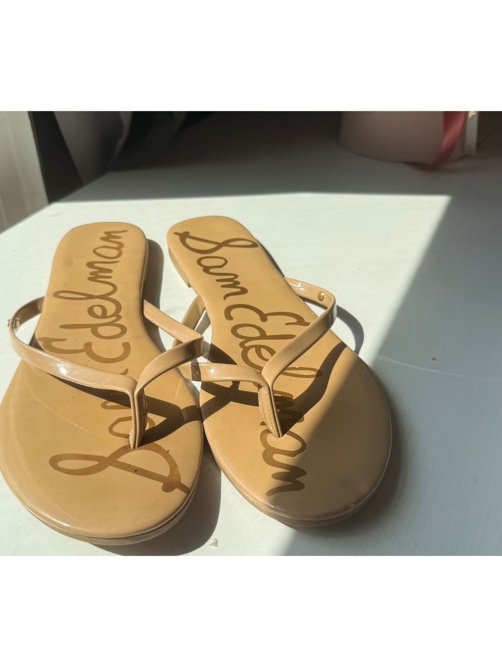 Sam Edelman Nude Tan Thong Sandals Women’s Size 8.5 Flat Flip Flops